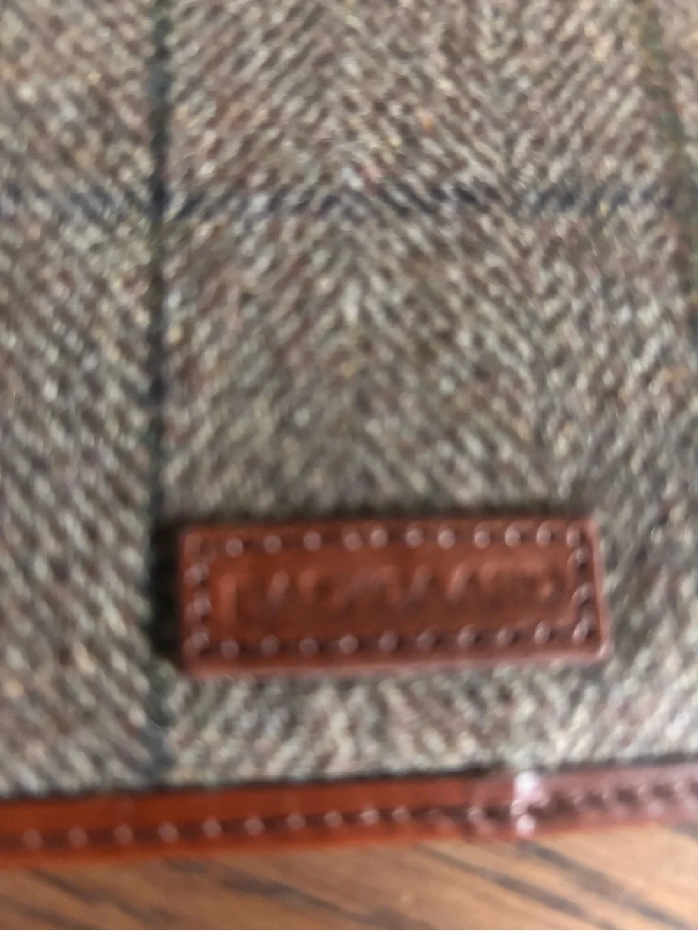 Herringbone Tweed Laptop Envelope with Brown Leather Trim